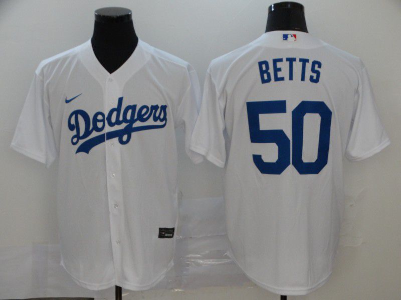 Men Los Angeles Dodgers 50 Betts White Game Nike MLB Jerseys